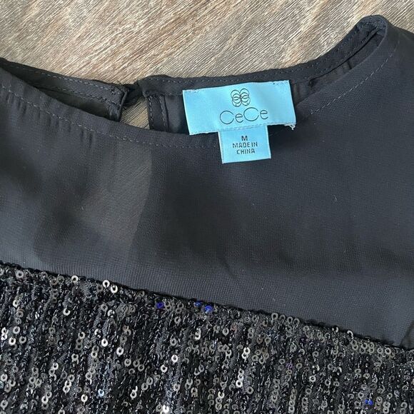 CeCe Long Sleeve Sequin Blouse- Size Medium - Picture 5 of 8